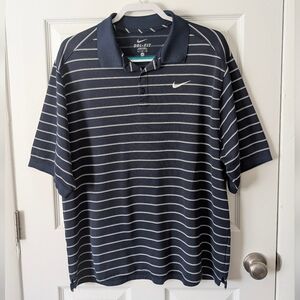 Nike | Men's Dri-Fit Tennis Polo | Blue and White Striped | Size X-Large